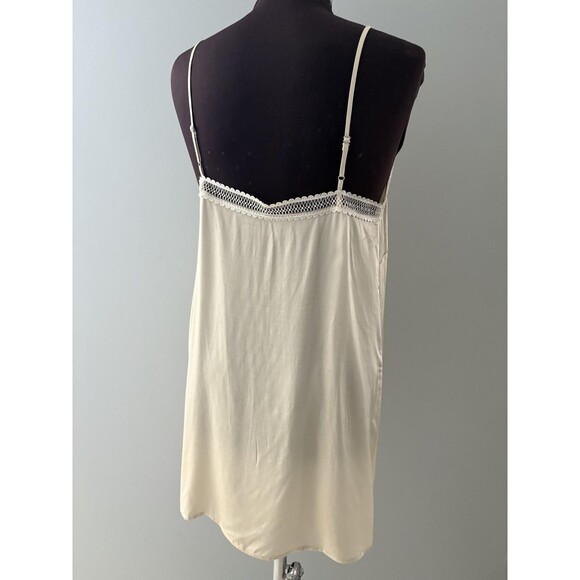 Magali Pascal Slip Dress Medium Cream Lace Trim Adjustable Straps Luxury Base - Picture 5 of 16
